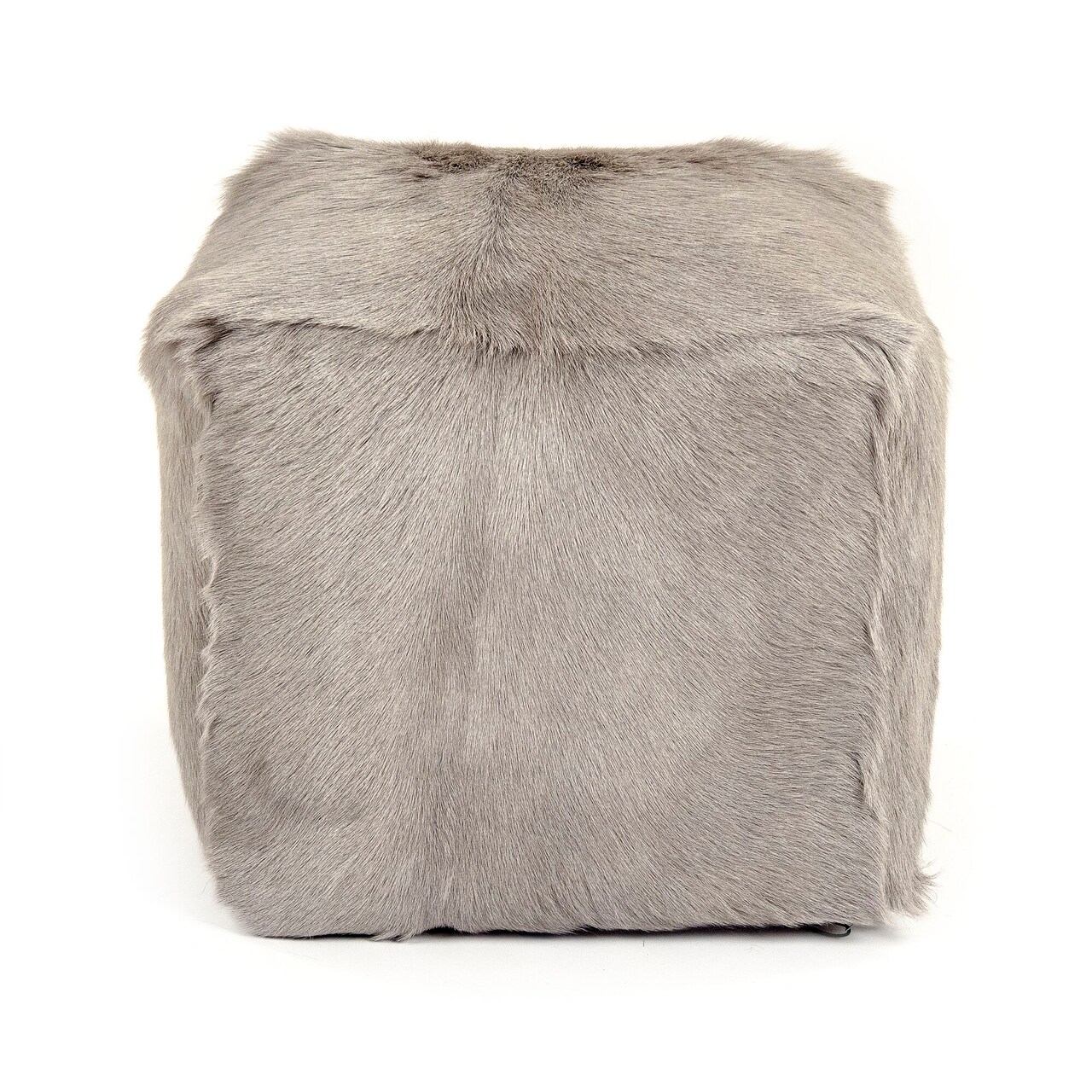 Zentique 22" White Solid Tibetan Goat Fur Square Ottoman Pouf